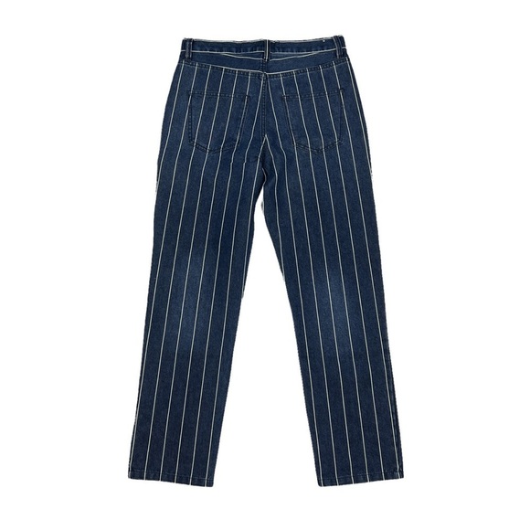 Current/Elliott Indigo Striped High Rise Vintage Cropped Slim Jeans - Picture 5 of 5